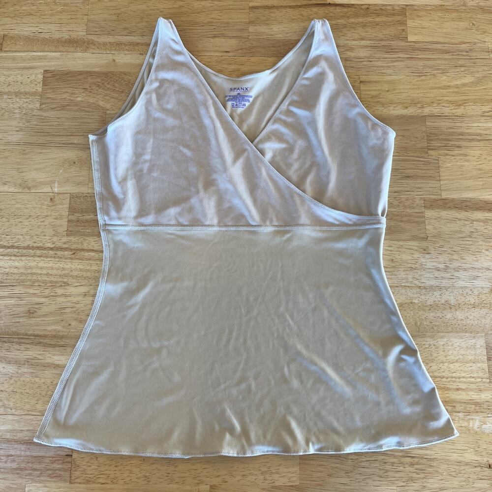 Spanx Womens Shapewear Tank Top Beige XL/ hide and sleek criss cross camisole